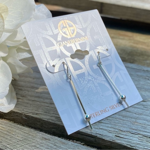 NWT GIANI BERNINI STERLING SILVER POLISHED BALL & STICK EARRINGS - Picture 4 of 6
